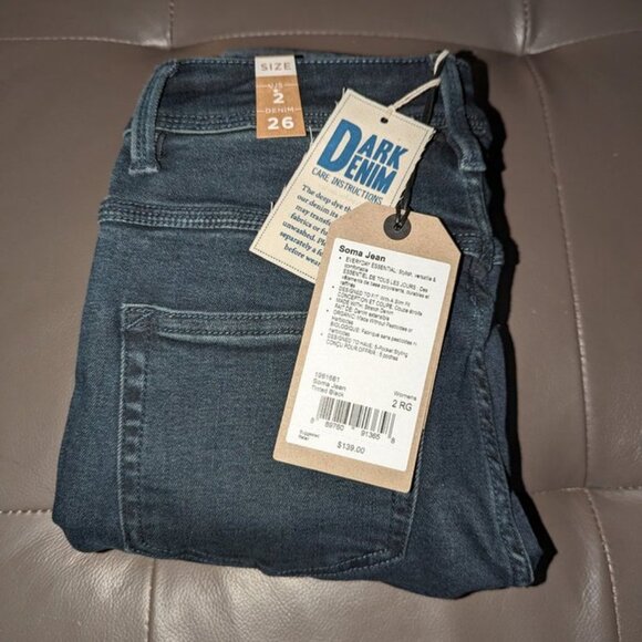 NEW Prana Soma Dark Wash Tinted Mid Rise Organic Slim Leg Fit Jeans Pants 26 NWT - Picture 5 of 6